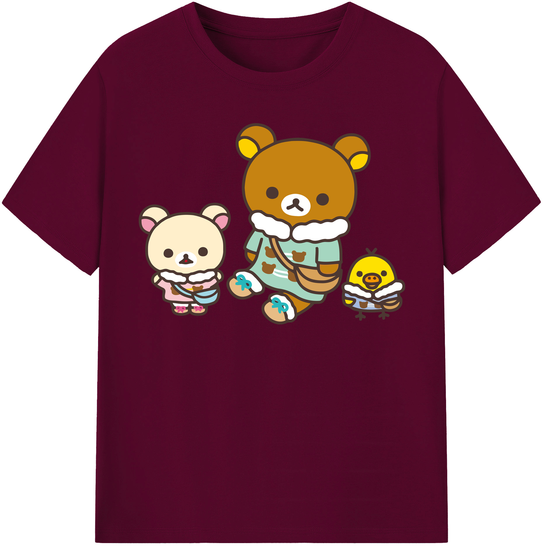 （画像用） リラックマ リラックマ キイロイトリ Rilakkuma Korilakkuma Kiiroitori レディースカジュアルプリントTシャツ（綿100％）